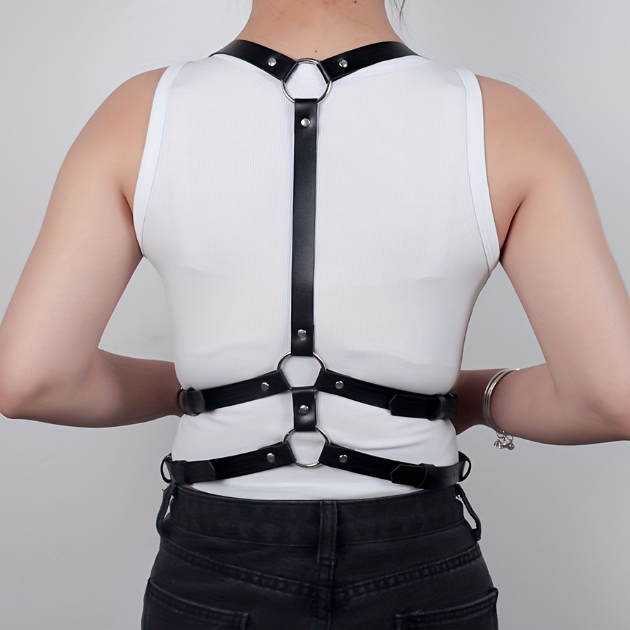 Double Layer Crossed PU Leather Body Harness Belt