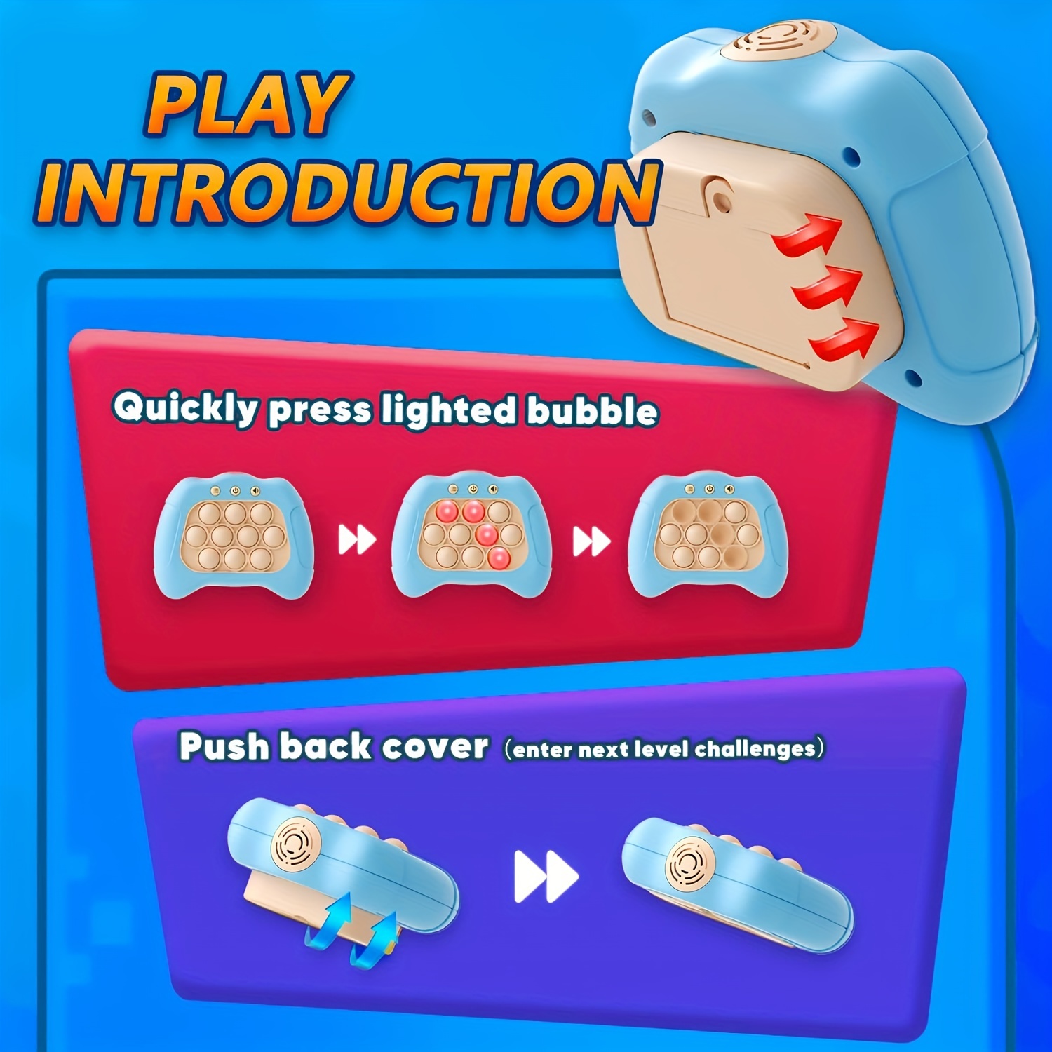 Jouets Pop Fidget à poussée rapide pour adultes et enfants | Machine de jeu  de réflexion | Jouet à bulles sensorielles Push Poppet Squeeze | Console