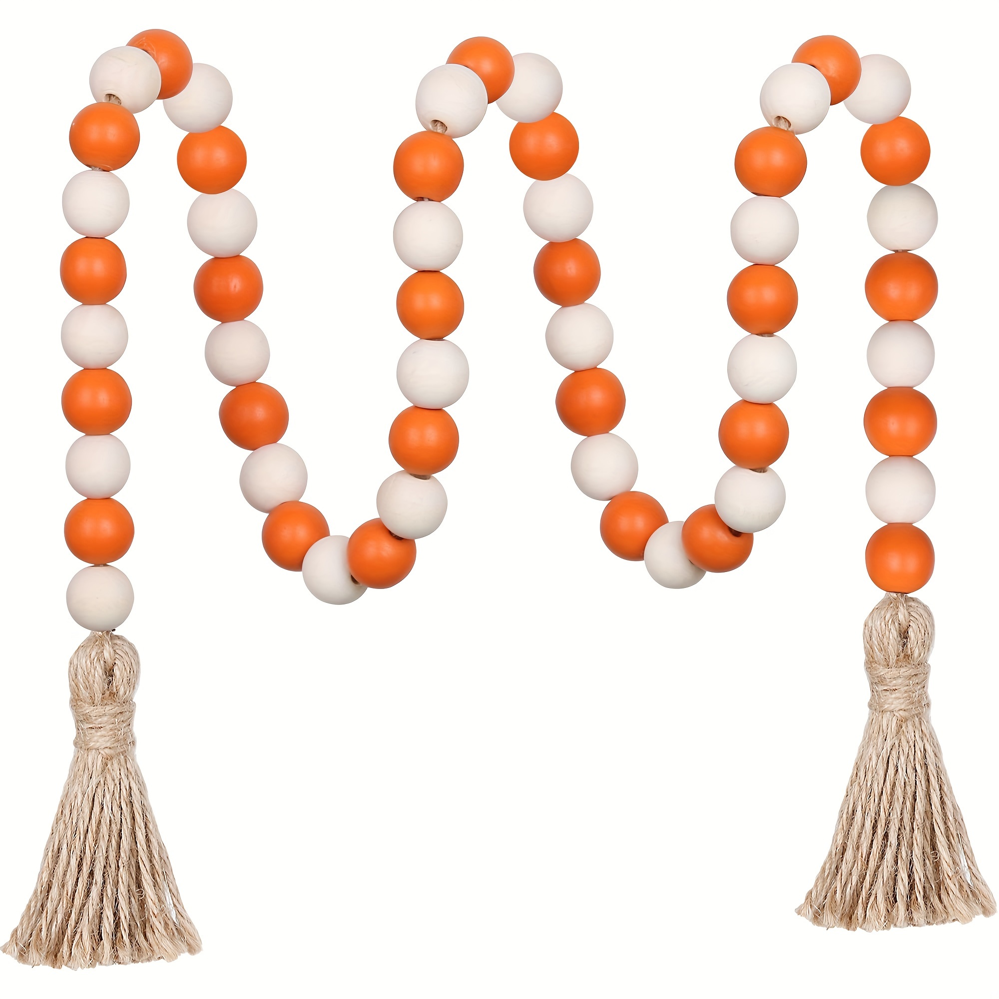 1pc Wooden Beads Garland, 32 Inch Farmhouse Wood Beads For Boho Decor With  Tassels, Garlands Rustic Country Decor For Coffee Table, Home, Living Room