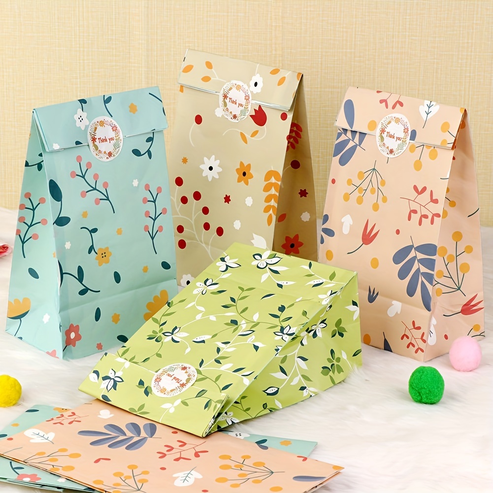 12 PCS Assorted 3 Pastel Color Kraft Paper Gift Bags Baby Shower