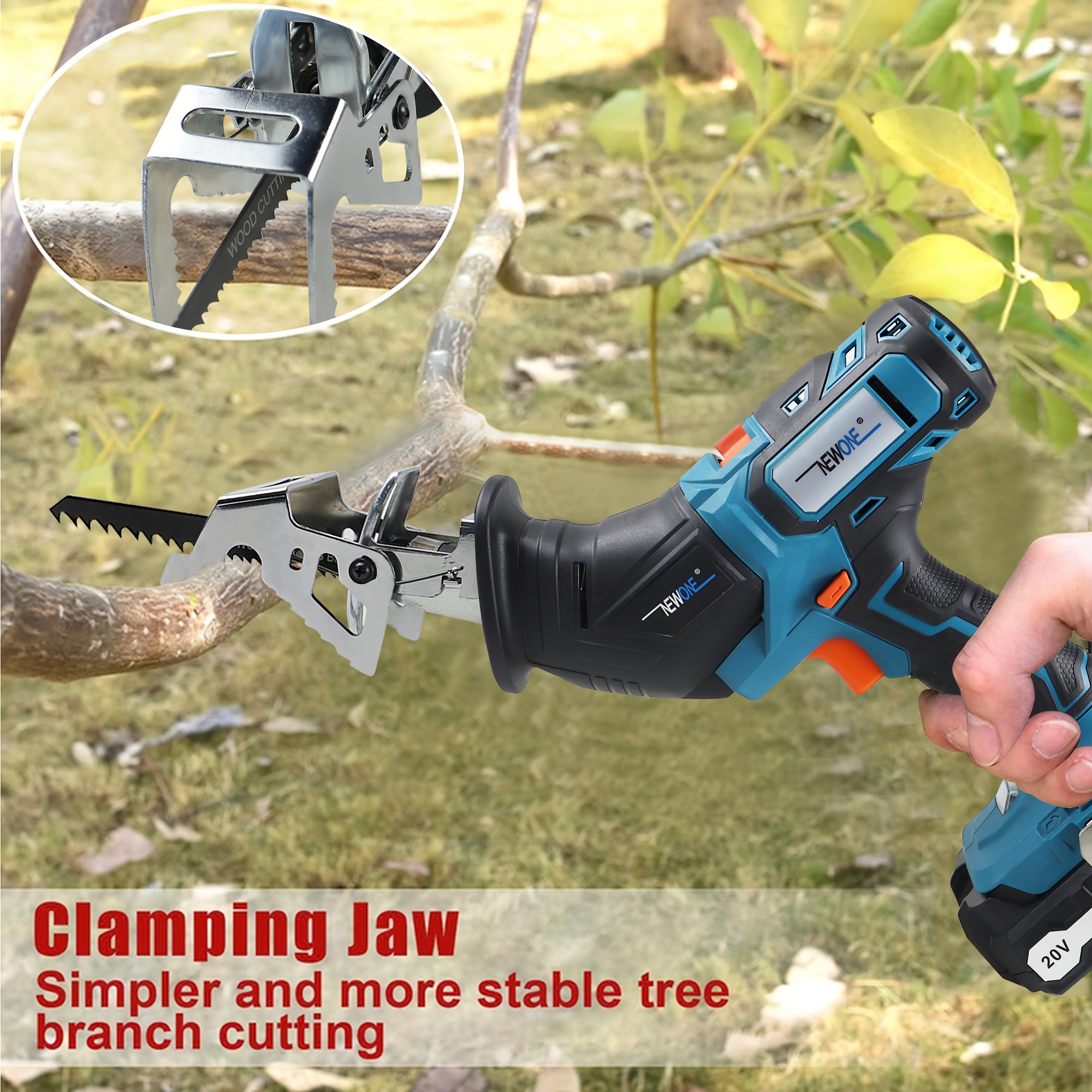 20v Cordless Detachable Reciprocating Saw, 0-3400rpm One-hand Portable  Small Power Cutter W/clamping Jaw, 2000 Mah,6-variable Speed,tool-free Blade  Change Saw Blades For Wood/metal/pvc Temu