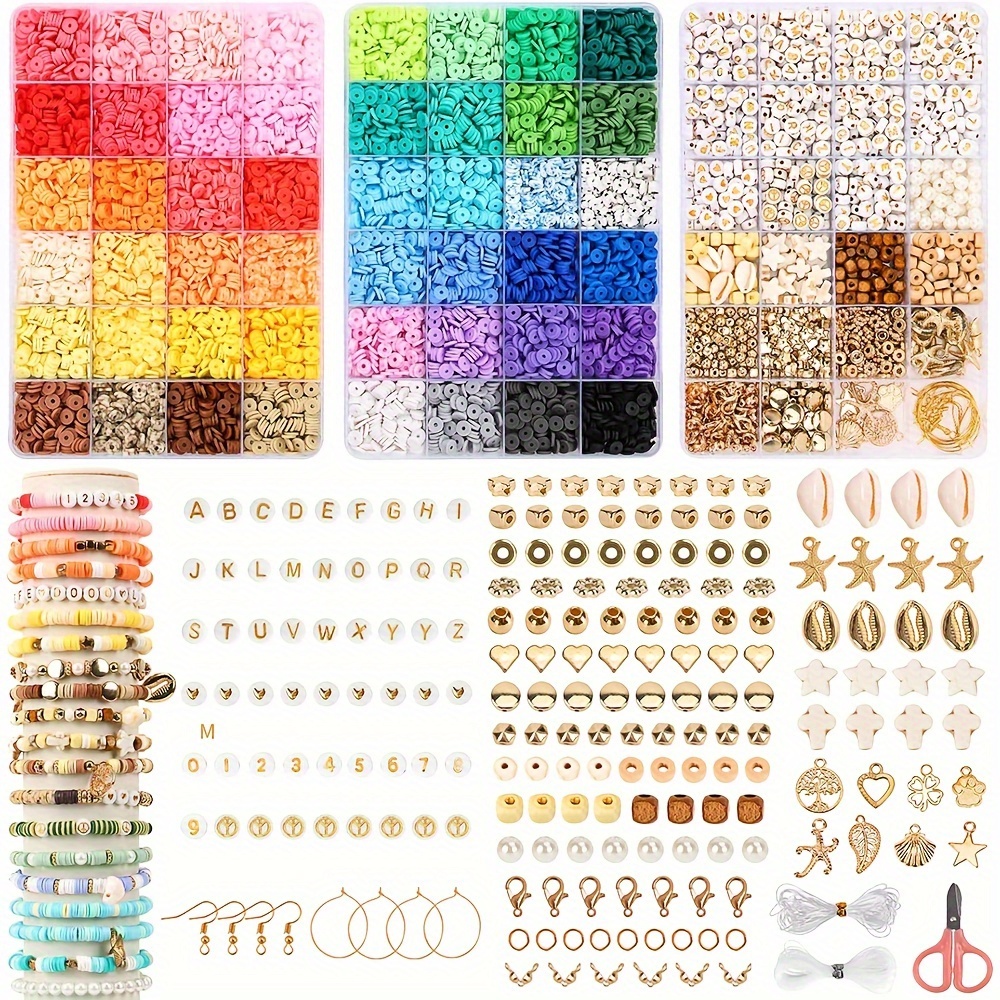Clay Beads For Bracelet Making Kit 48 Colors Flat Round - Temu