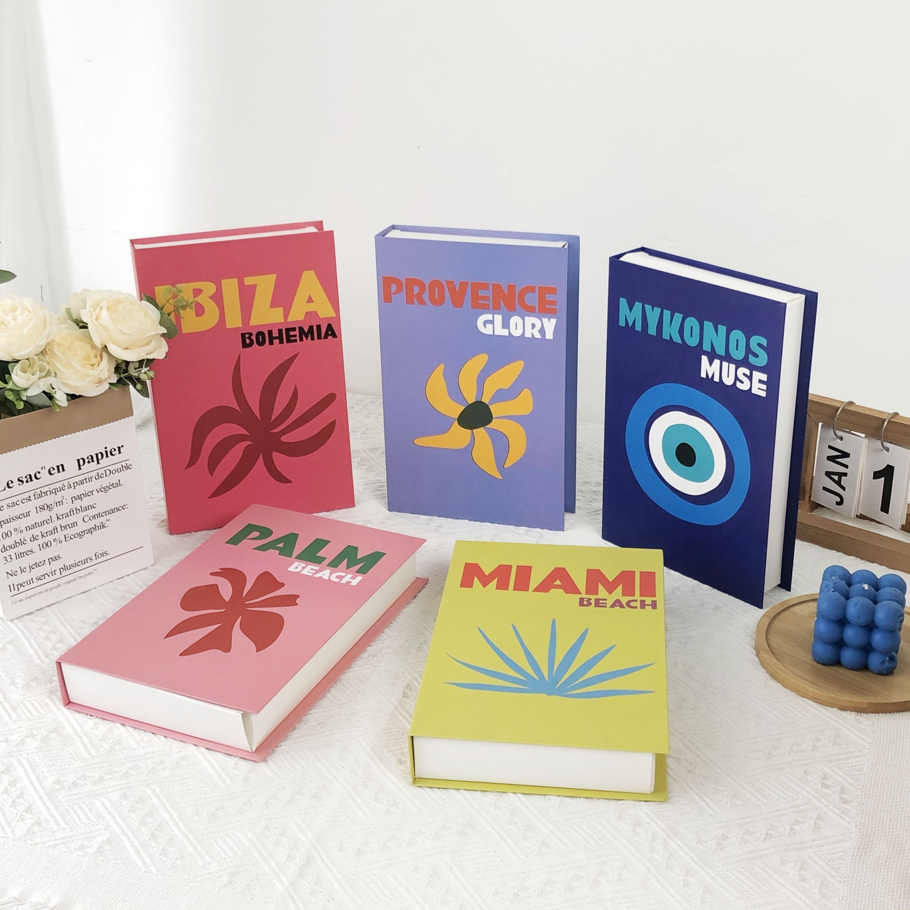 Juego de 4 libros falsos para decoración – Moderno juego de libros  decorativos de moda para decoración del hogar de tapa dura, pilas de libros  falsos