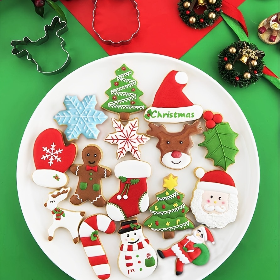 Christmas Cookie Cutter Set - 8 Pieces Baking Molds With Santa Claus,  Snowflakes, Christmas Tree, Deer, Snowman For Pastry And Fondant Decorating
