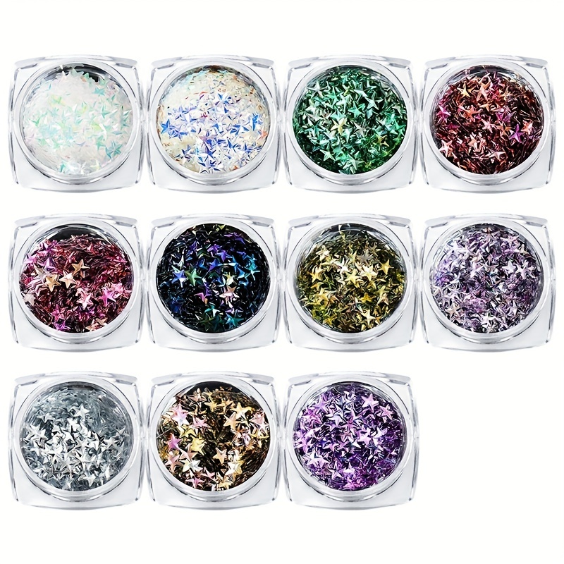 Glitter 3D Holographic Nail Art Decoration Star Sequins Flakes