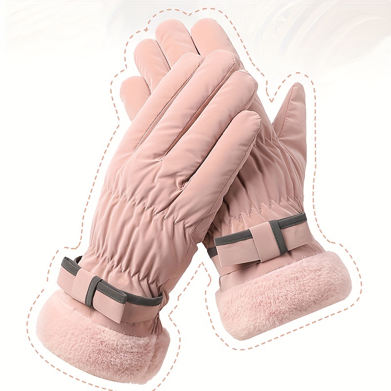 Guantes gruesos y cálidos de invierno para mujer, guantes cálidos de  terciopelo para mujer, lindos guantes de esquí impermeables para pantalla  táctil