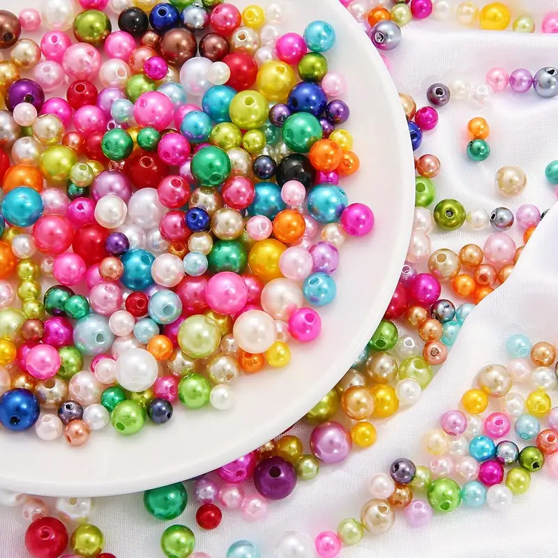 Multicolor Imitation Pearl Beads For Jewelry Making Mini - Temu