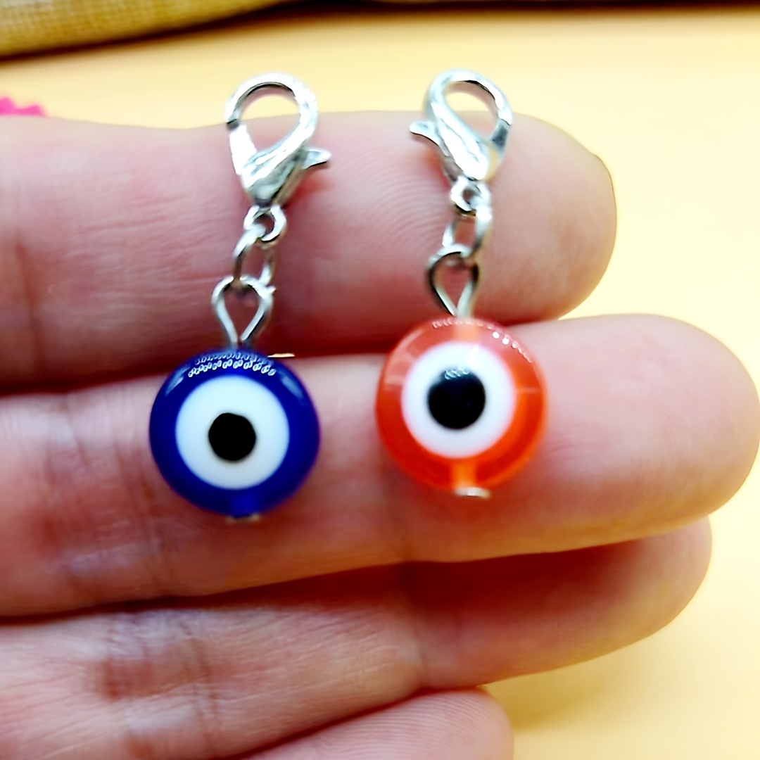 

10pcs Vintage Evil Eye Charms With Lobster Clasp Dangle Pendant For Making Keychain Bag Hanging Ornament