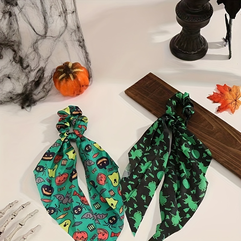 Halloween Hair Scarves Tie Pumpkin Skull Pattern Hair Ring Ponytail Holder  Hair Rope Women Girls Hair Accessories - Temu