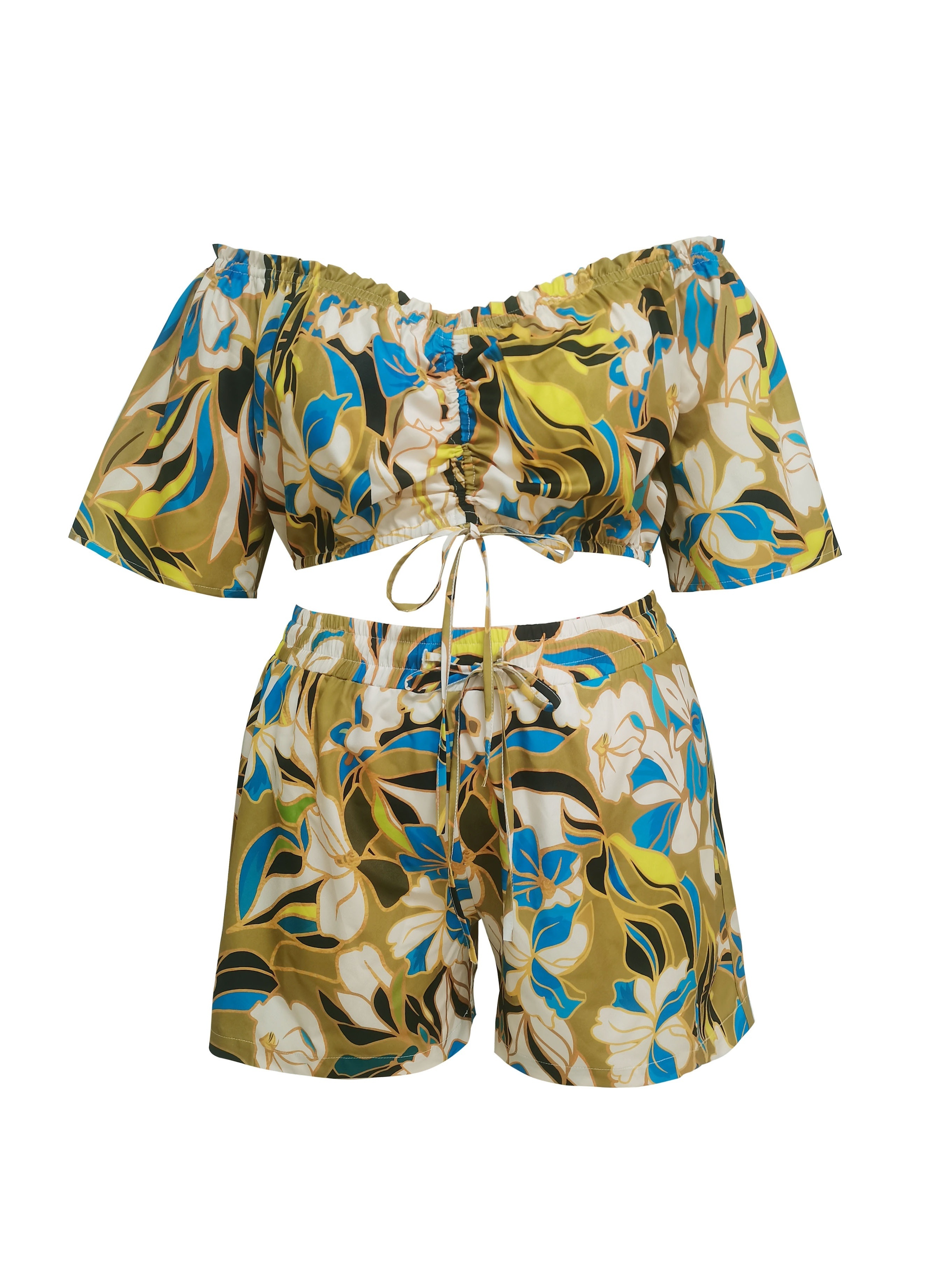 Plus Size Vacay Outfits Set Women's Plus Floral Print - Temu