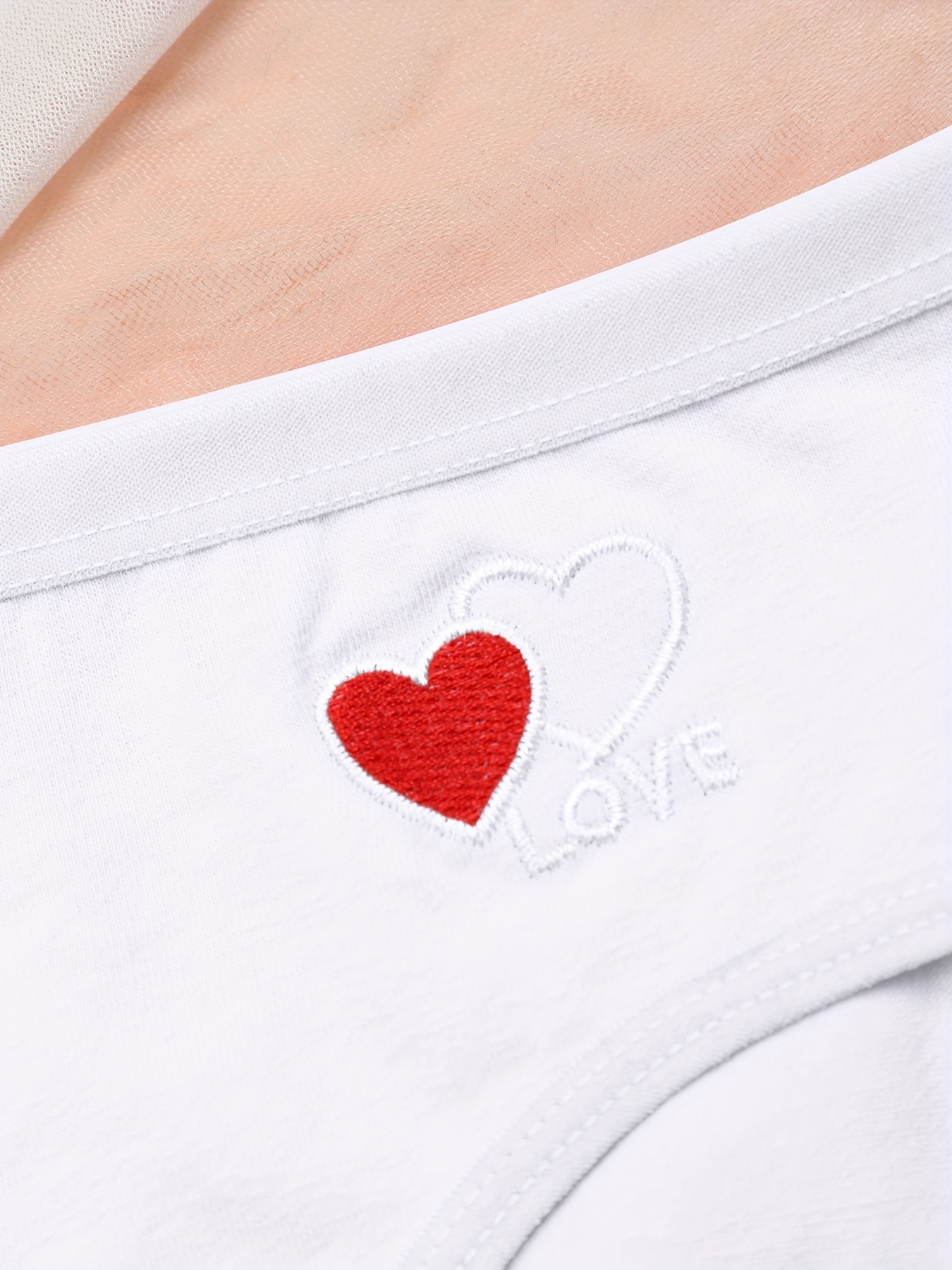 Heart Embroidery Briefs Comfy Breathable Stretchy Intimates - Temu Canada