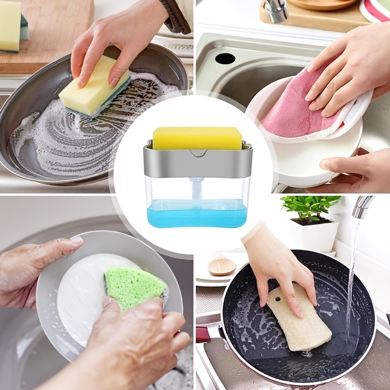 Dispensador de jabón – Dispensador de jabón para platos de alta calidad  para cocina – Soporte de esponja para fregadero, dispensador de jabón para
