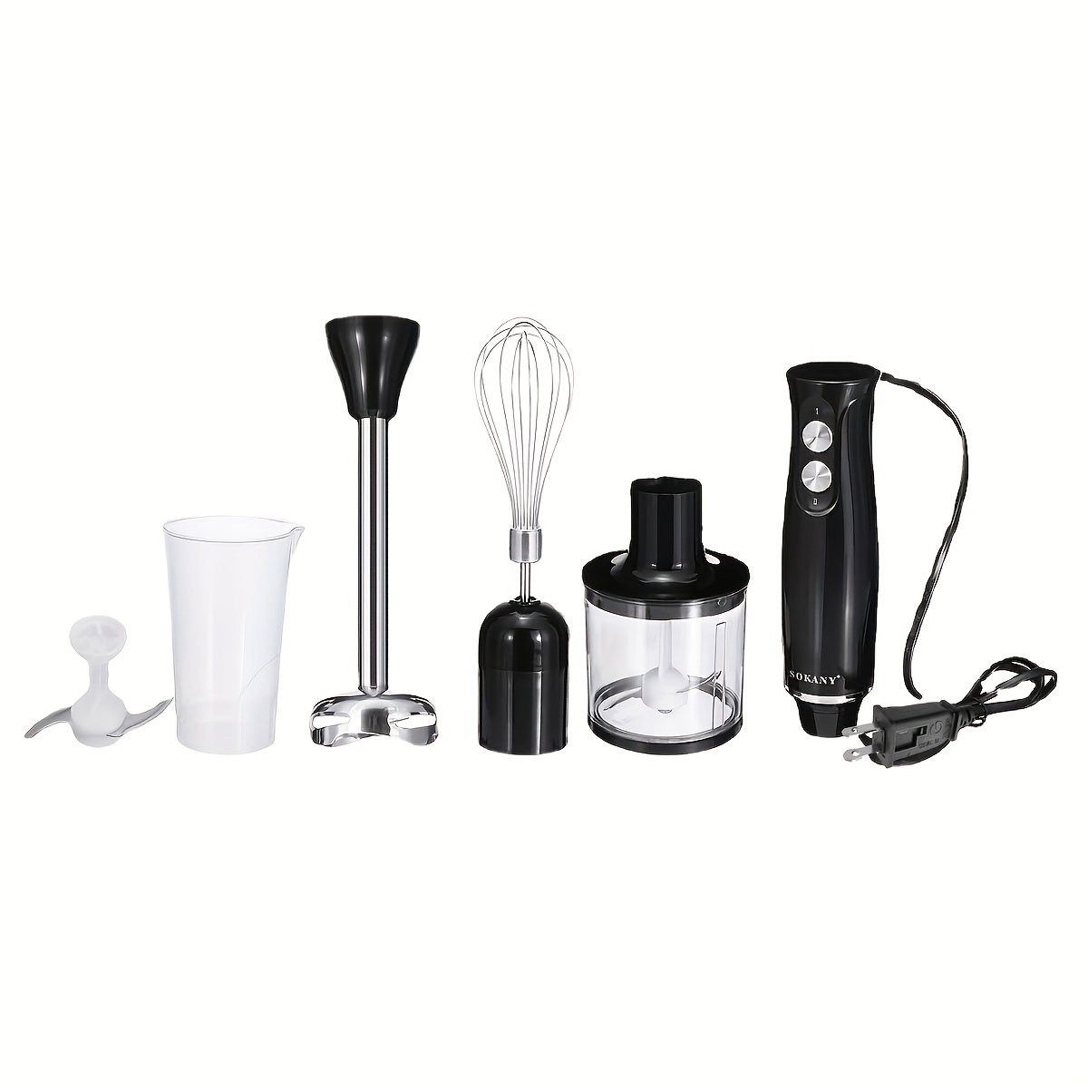 KOIOS 1000W 12-Speed 5 in 1 Hand Mixer Stick Blender with 304 Stainless  Steel Blade, Food Processor, Beaker, Egg Whisk and Milk Frother, BPA-Free,  for