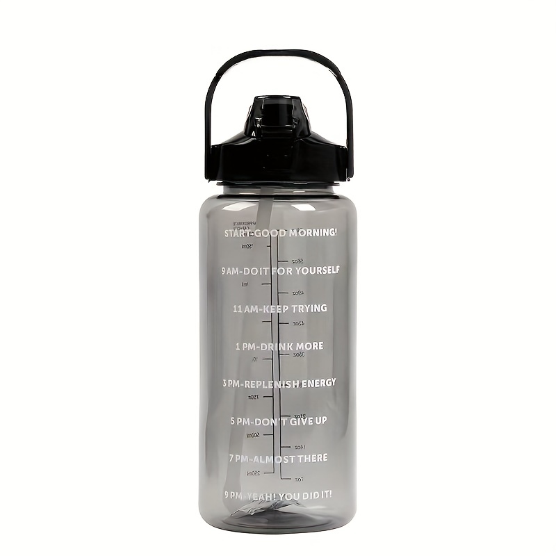 Straw Water Bottle With Time Marker Large Capacity Sports Bottles