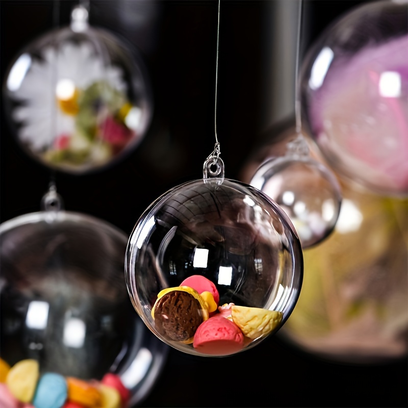 1/5/10pcs Christmas Clear Plastic Ball Baubles Sphere Fillable Diy