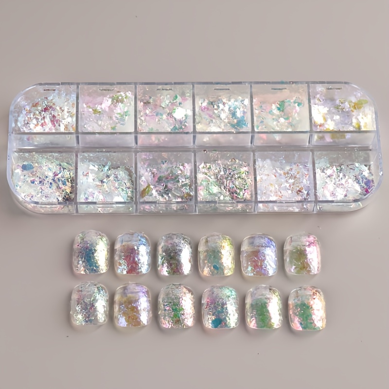 12 Grids Holographic Nail Glitter Flakes Sequin DIY Confetti