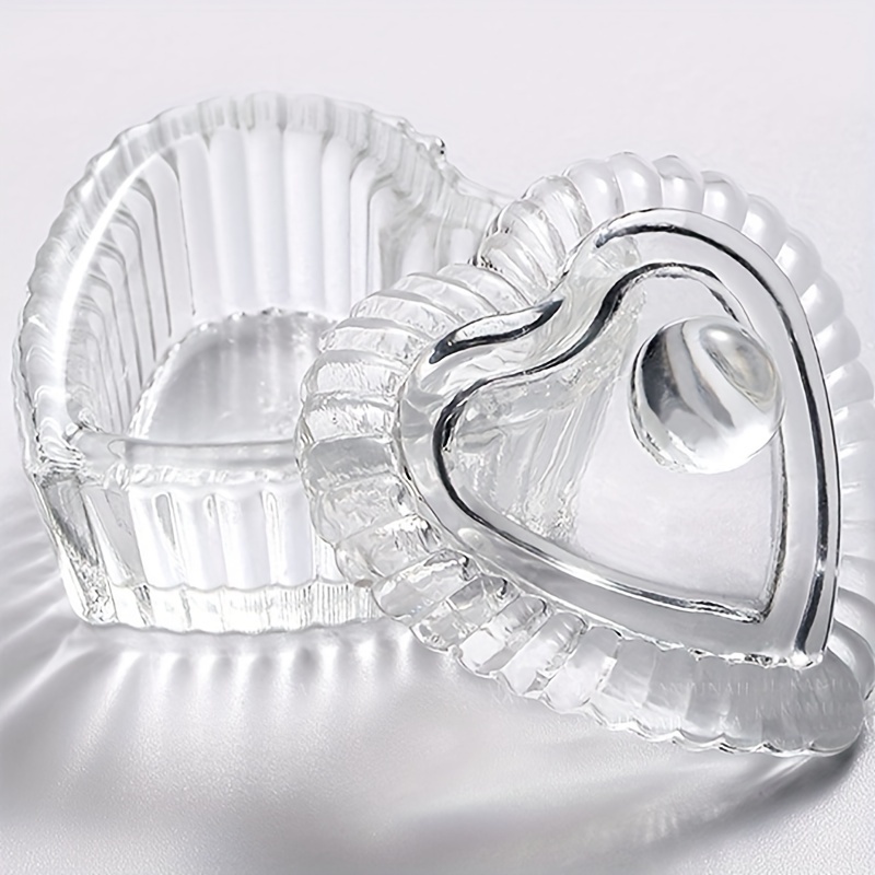 

1pc Glass Dappen Dish Cup Holder, Heart Shape Lid Bowl, Nail Art Cup For Liquid Powder