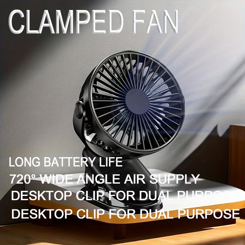 LEMOISTAR Car Fan, Battery Operated USB Car Fan, 4 Speed Strong Airflow,360  Degree Rotatable Car Fan, 5V Cooling Air Small Personal Fan for Car