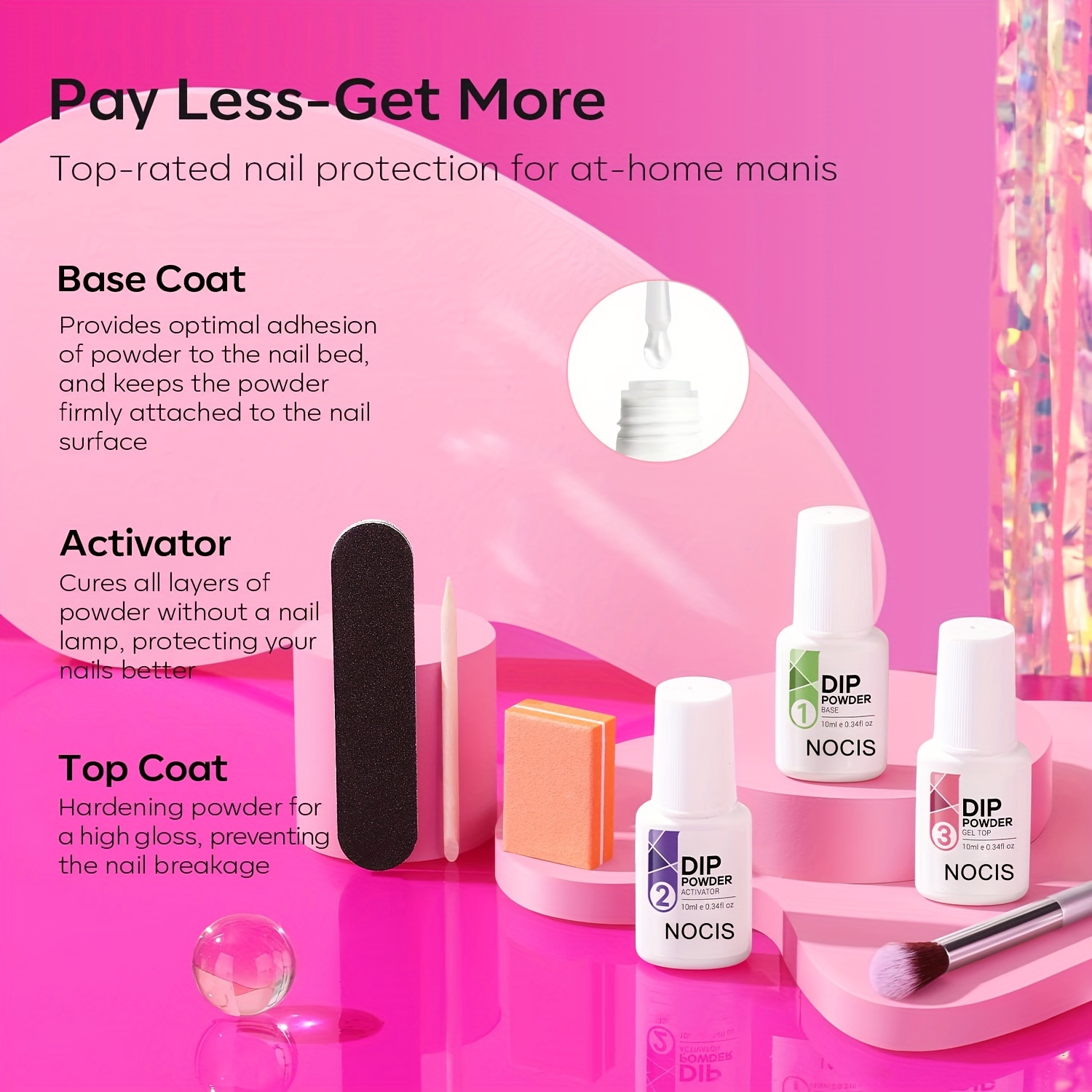 Hot Pink Dip Powder Manicure Kit 4 Colors Summer Bright Set DIY Salon