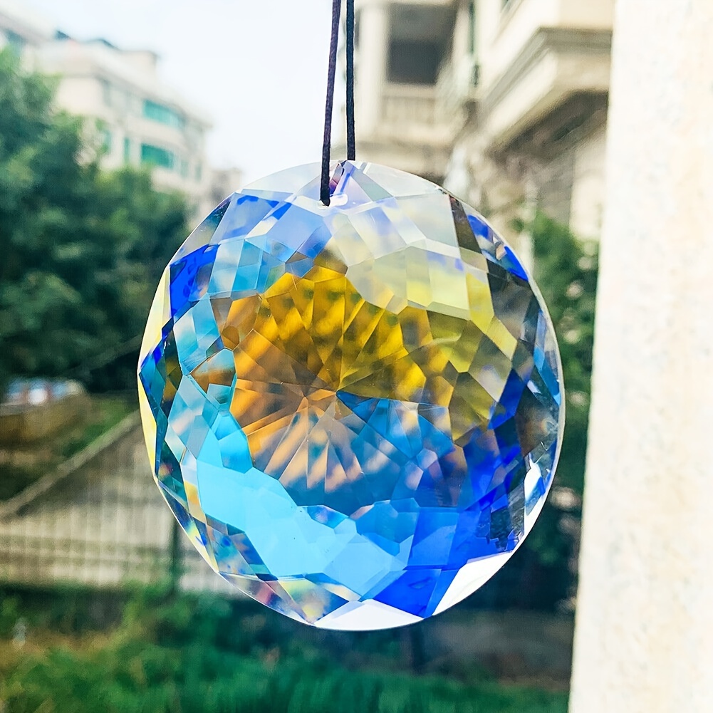 2PC Fengshui Faceted Prism Ball Suncatcher Crystal Hanging Chandelier  Pendant