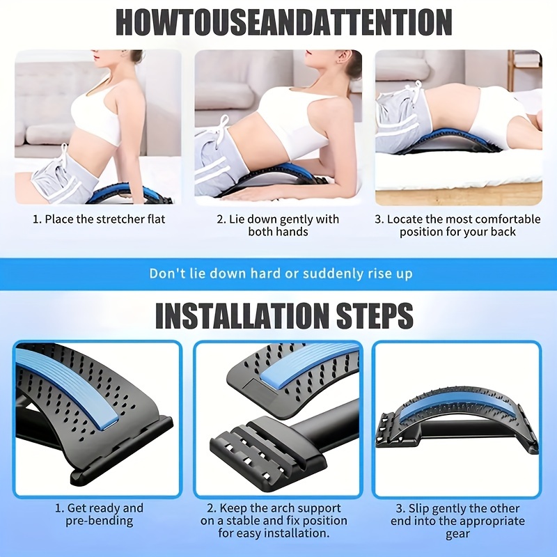 Back Stretcher, 3-Level Back Massager Lumbar, Pain Relief for