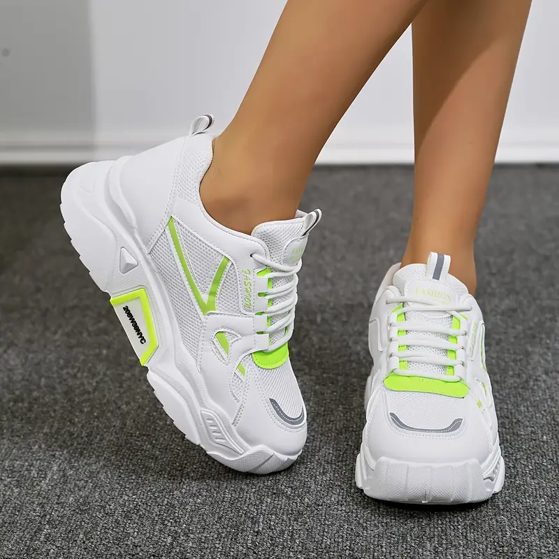 womens thick sole lightweight lace up chunky sneakers trendy low top comfy running shoes details 9