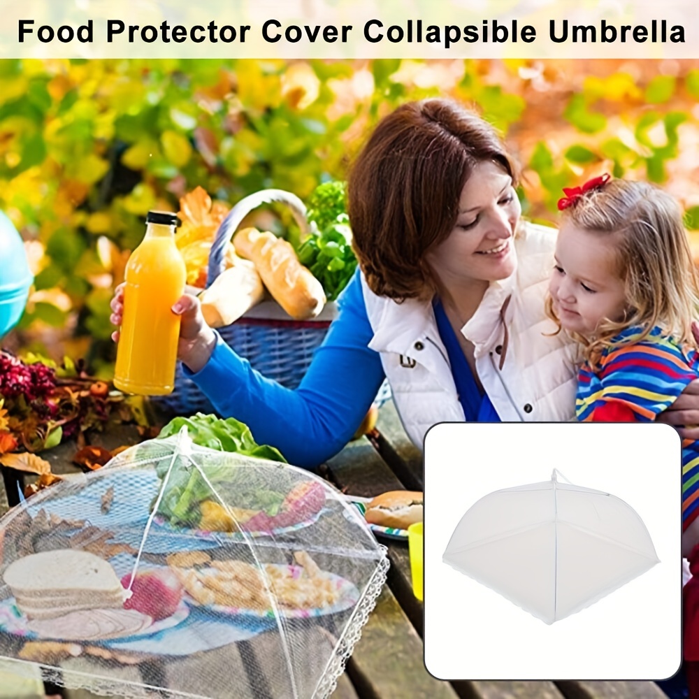 Umbrella Food Cover 6pcs Large Pop-Up Mesh Screen Food Cover Tent Umbrella  Reusable and Collapsible Outdoor Picnic Food Covers Mesh Food Cover Net 