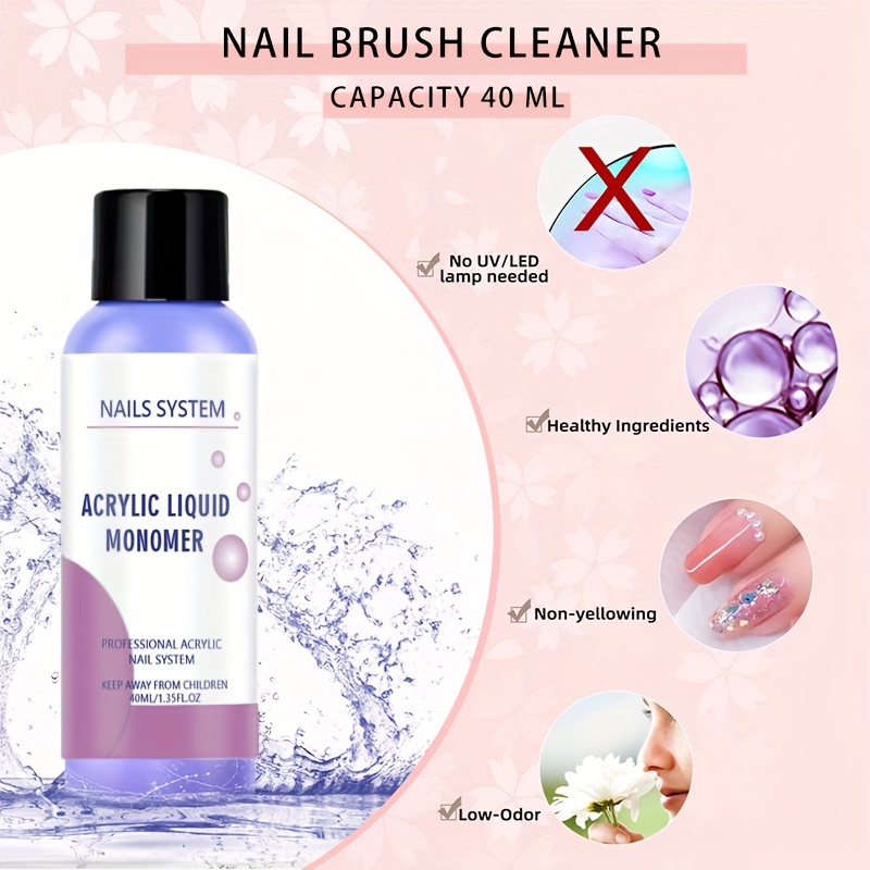 NAIL SCULPTING ACRYLIC LIQUID MONOMER CLEAR / PURPLE / ACRYLIC BRUSH CLEANER