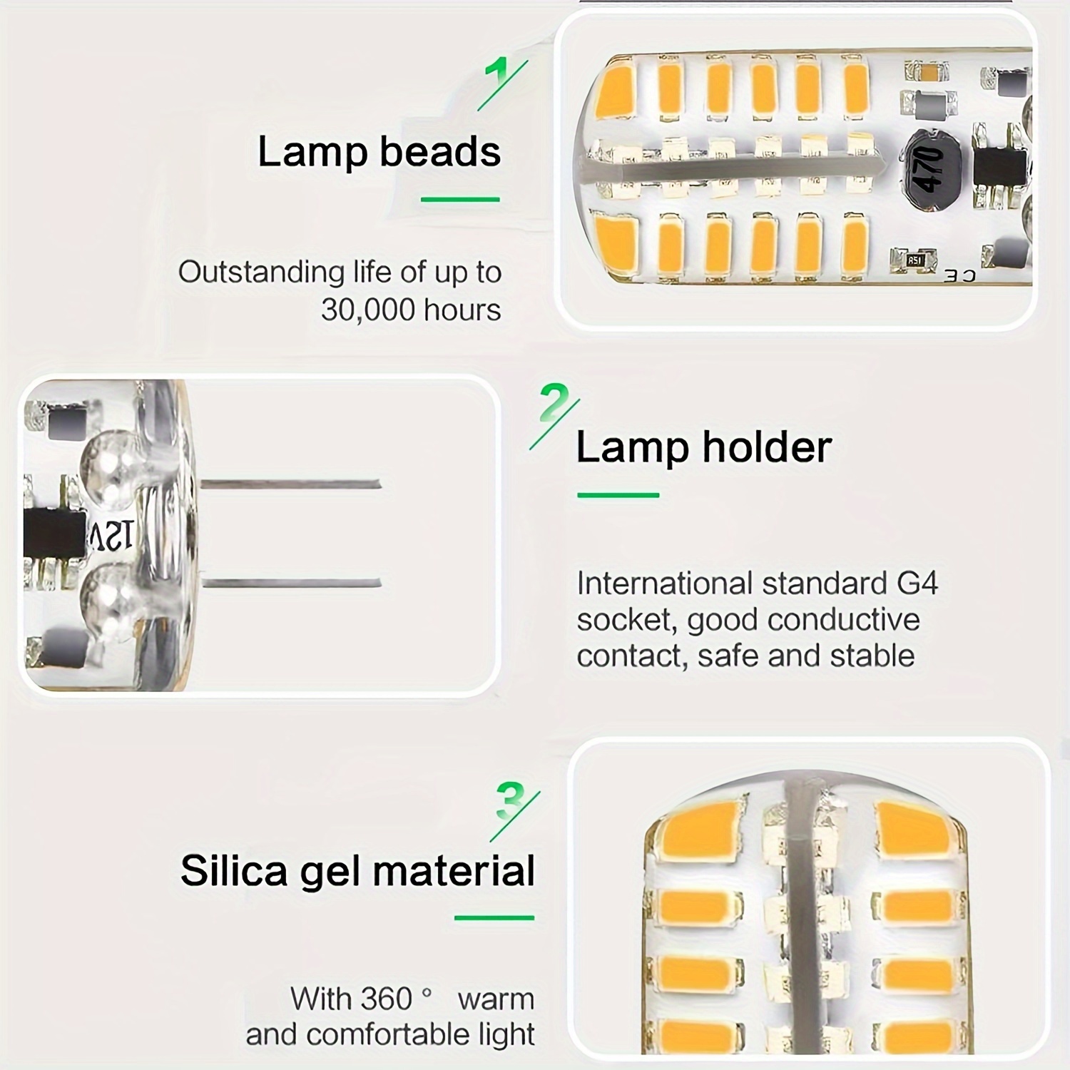 Led Light Bulb Double Pin Base Ac/ 12v Daylight White - Temu