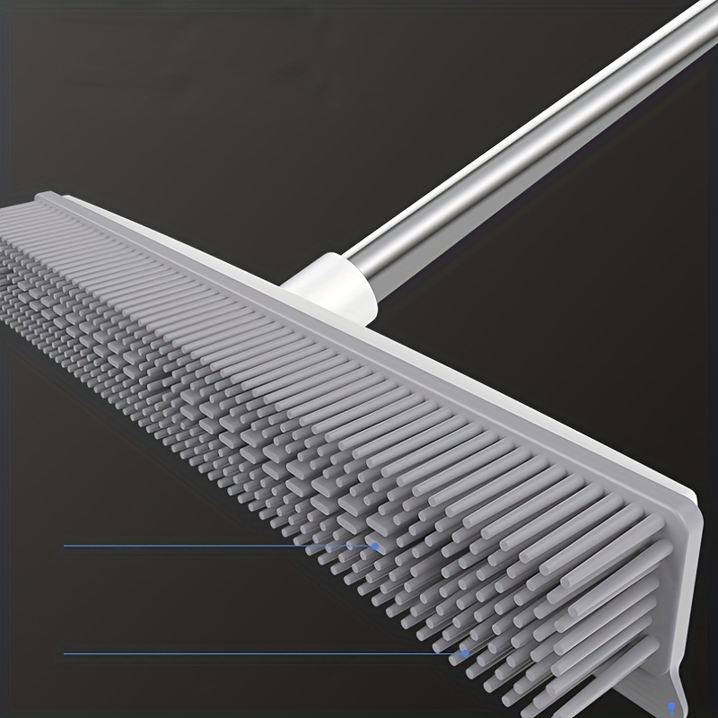 Rubber Broom Carpet Rake for Pet Hair Removal, Fur Remover Broom with 59  Telescoping Long Handle, Pet Hair Broom with Squeegee for Carpet, Hardwood  Floor, Tile 