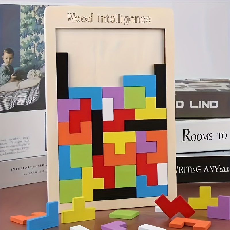 Colorful 3D Wooden Blocks Puzzle Brain Teaser Montessori Educational Toy