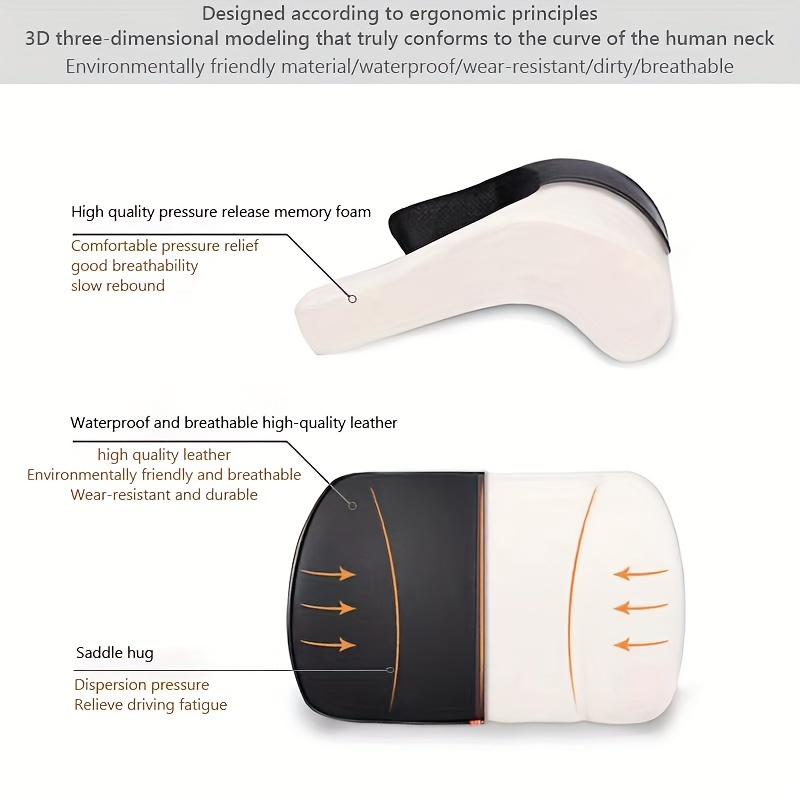 Memory Foam Car Neck Pillow Lumbar Support Set