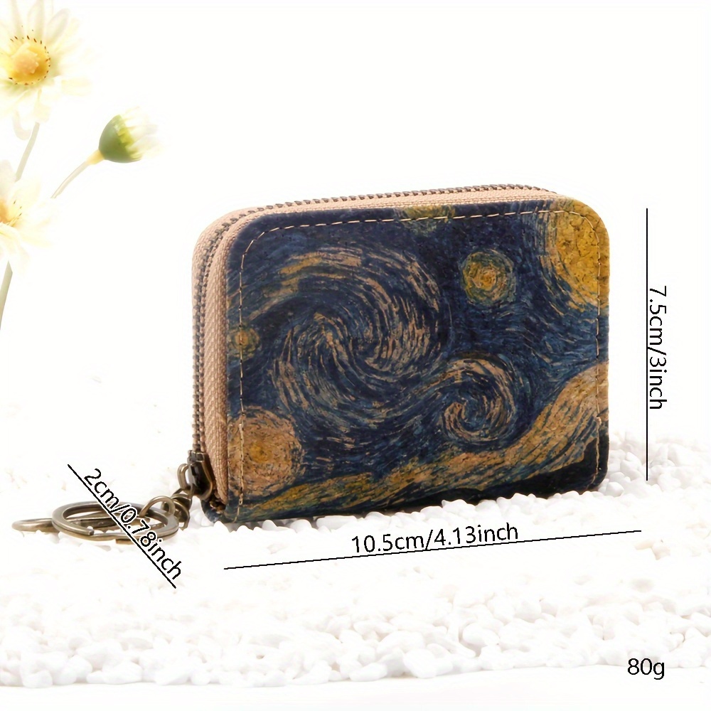 Mini Vintage Geometric Print Wallet, Zipper Around Credit Card Holder,  Retro Clutch Coin Purse & Phone Bag - Temu