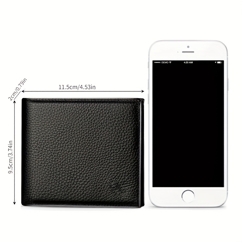 Men's Litchi Embossed Short Wallet Money Clip