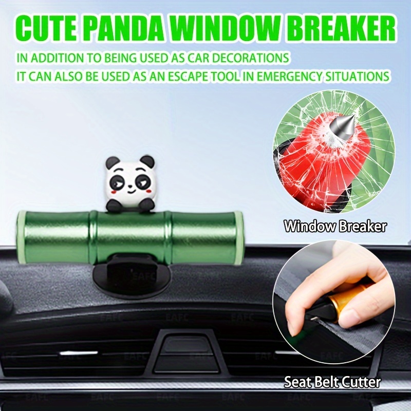 1pc Panda Design Car Safety Hammer - Window Breaker, Seat Belt Cutter, Car  Ornament, Car Center Console Decoration, Emergency Escape Tool