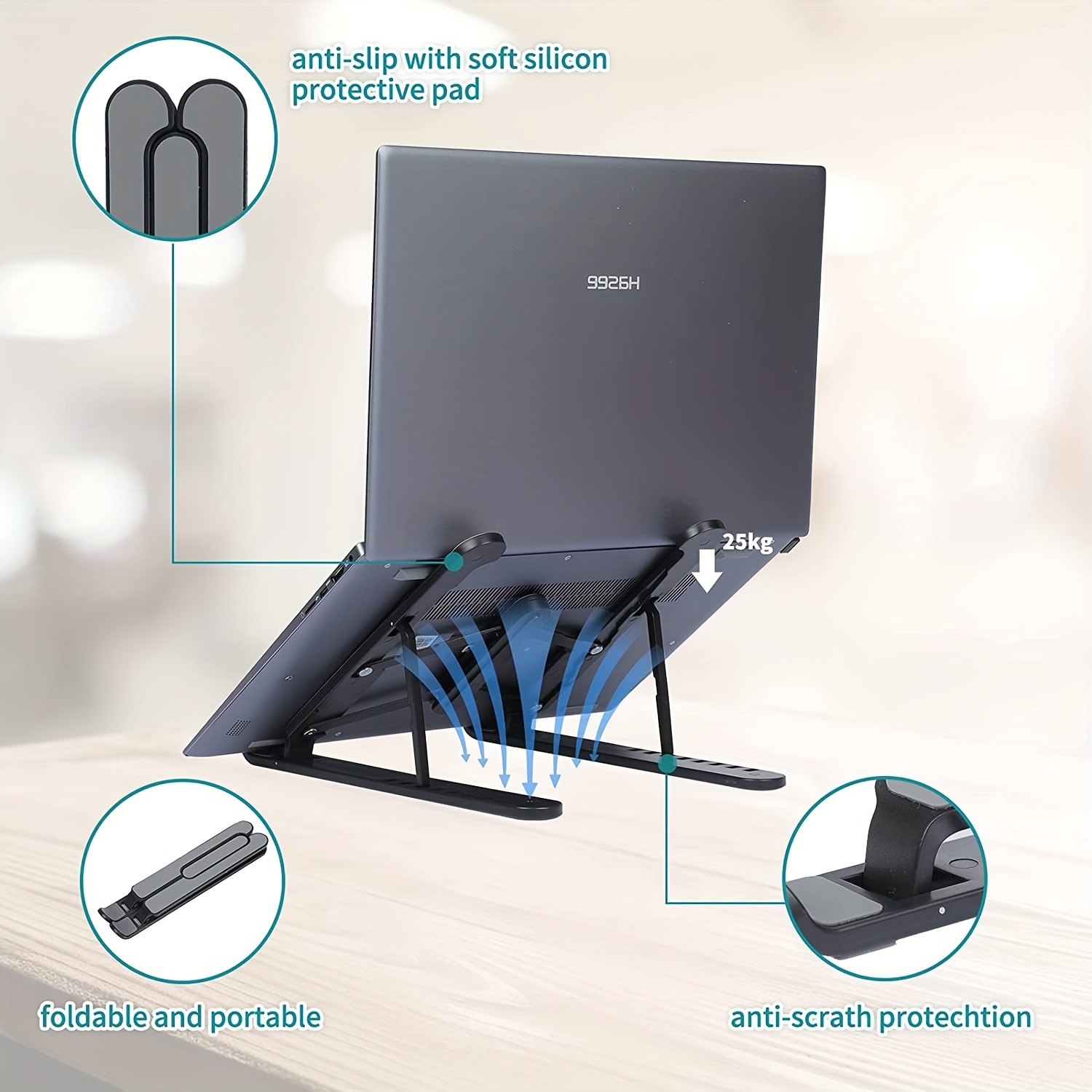 Desq support pliable pour ordinateur portable (aluminium)