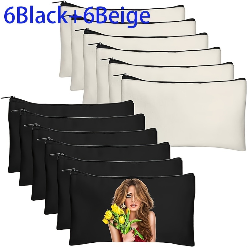 10 Pack Blank Diy Craft Bag Canvas Pencil Case Blank Makeup Bags- Canvas Pencil  Pouch Bulk Canvas Cosmetic Bag Multi