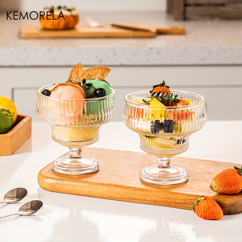 Origami Style Glass Cup Ribbed Glass Pudding Cup Dessert - Temu