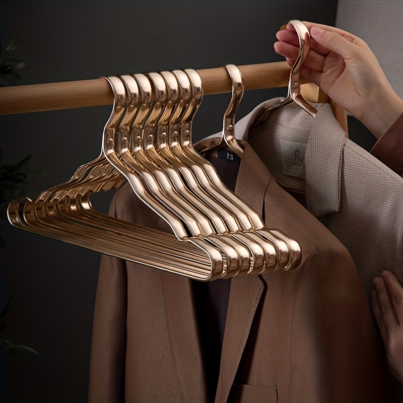 High-Grade Wide Shoulder Wooden Hangers 10 Pack with Non Slip