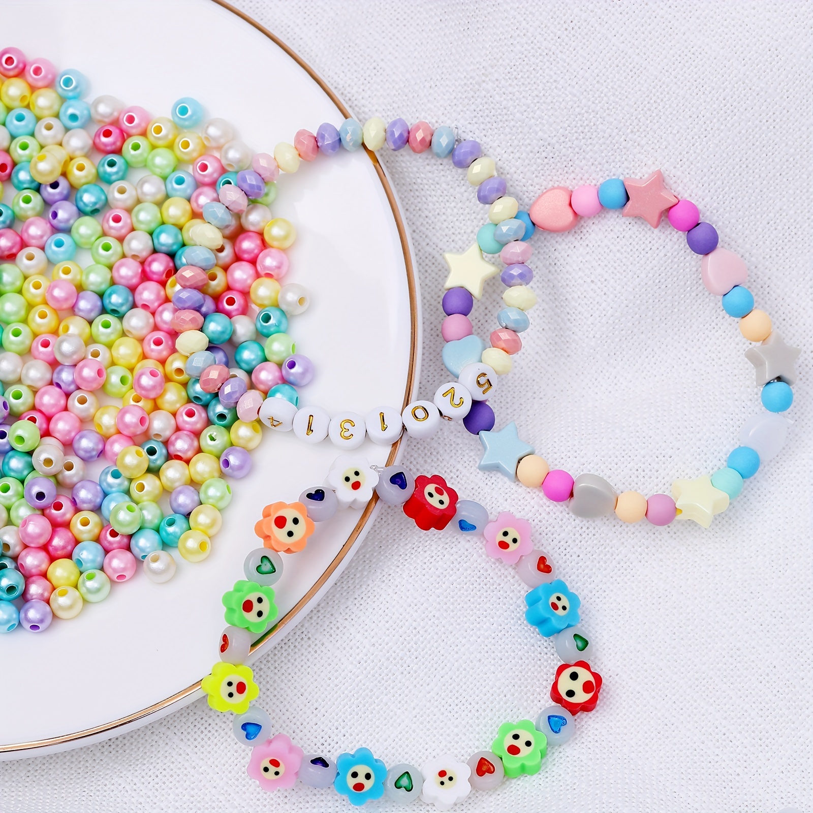24 Girds Colorful Plastic Beads With Beaded Elastic Rope For - Temu