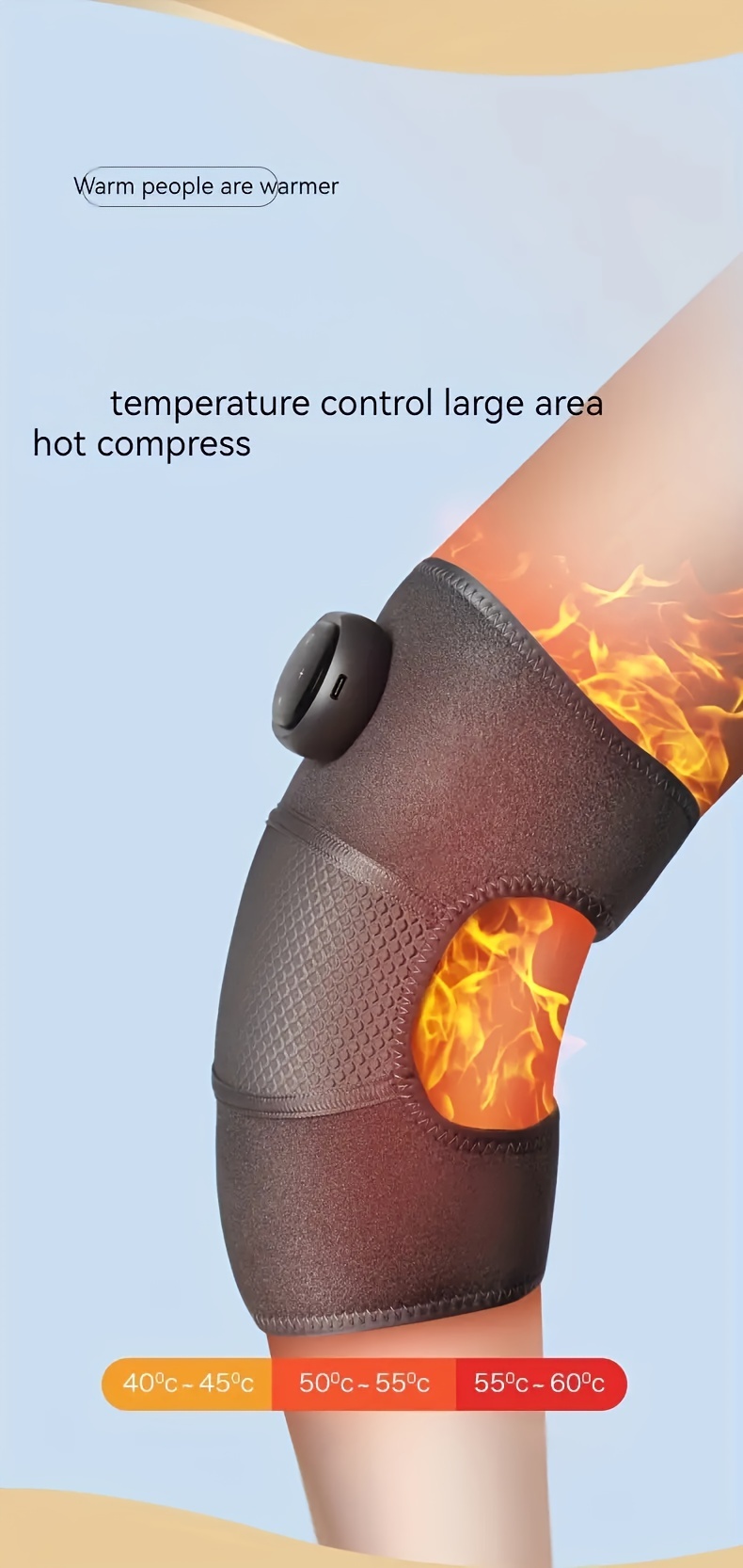 Heated Knee Brace 3 Massage Modes 3 Temperature Adjust Easy Carrying Heat  BGS
