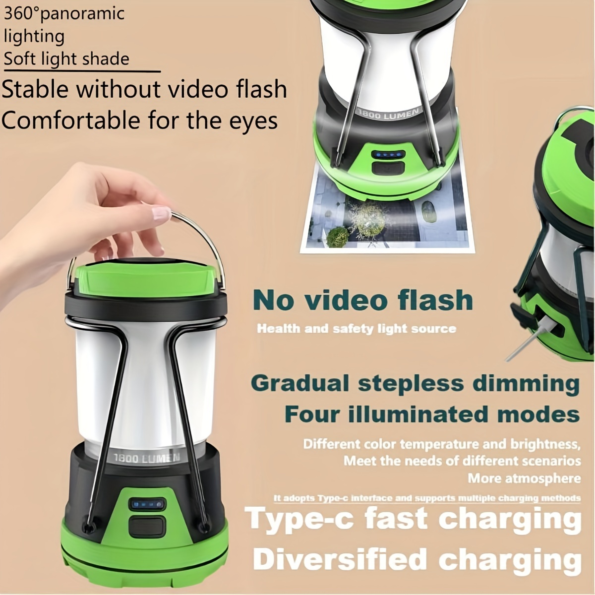 Retro LED Camping Lantern Rechargeable Tent Lights, Power Bank
