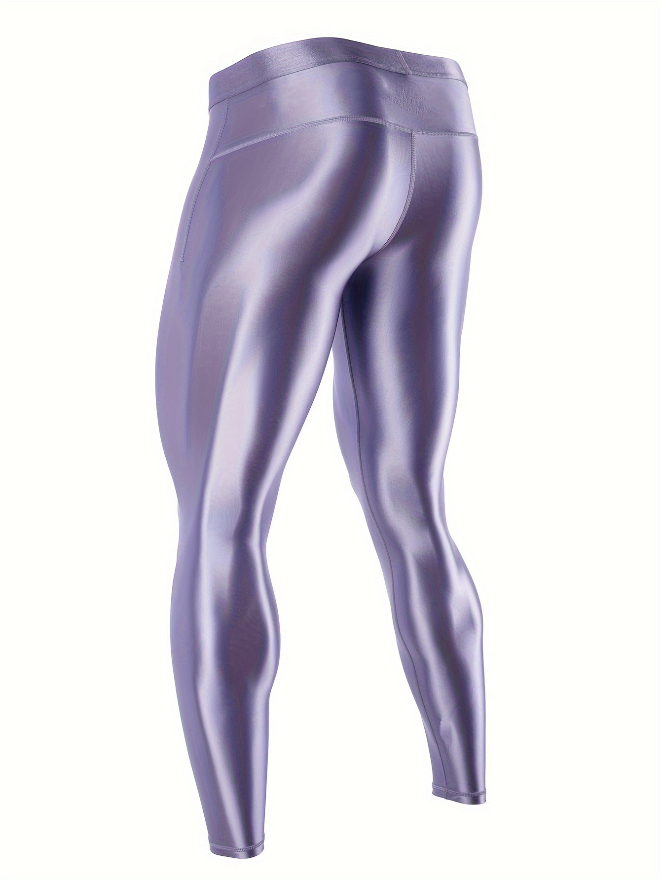 US Men's Gloss Silk Compression Tights Base Layer Bottom Skinny Pants Yoga  Pants