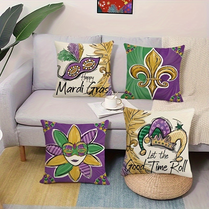 Mardi Gras Throw Pillow Covers For Home Decorations - Temu