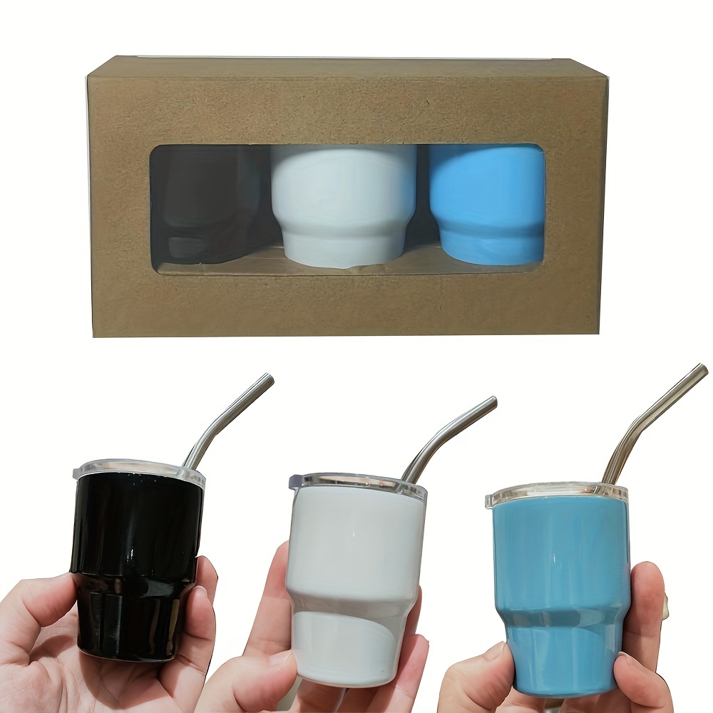 3pc Mini Stainless Steel Vacuum Cup 60ml Portable Lightweight Mug Cup