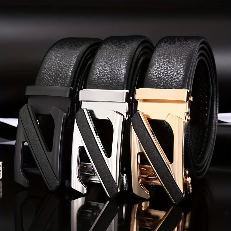 Fashion Men's Belt Men's Automatic Buckle Leather Belt Casual All