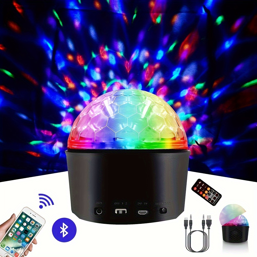 Lampe décorative, lampe de table, changement de couleur, boule disco  rotative, enceinte Bluetooth, avec entrée USB