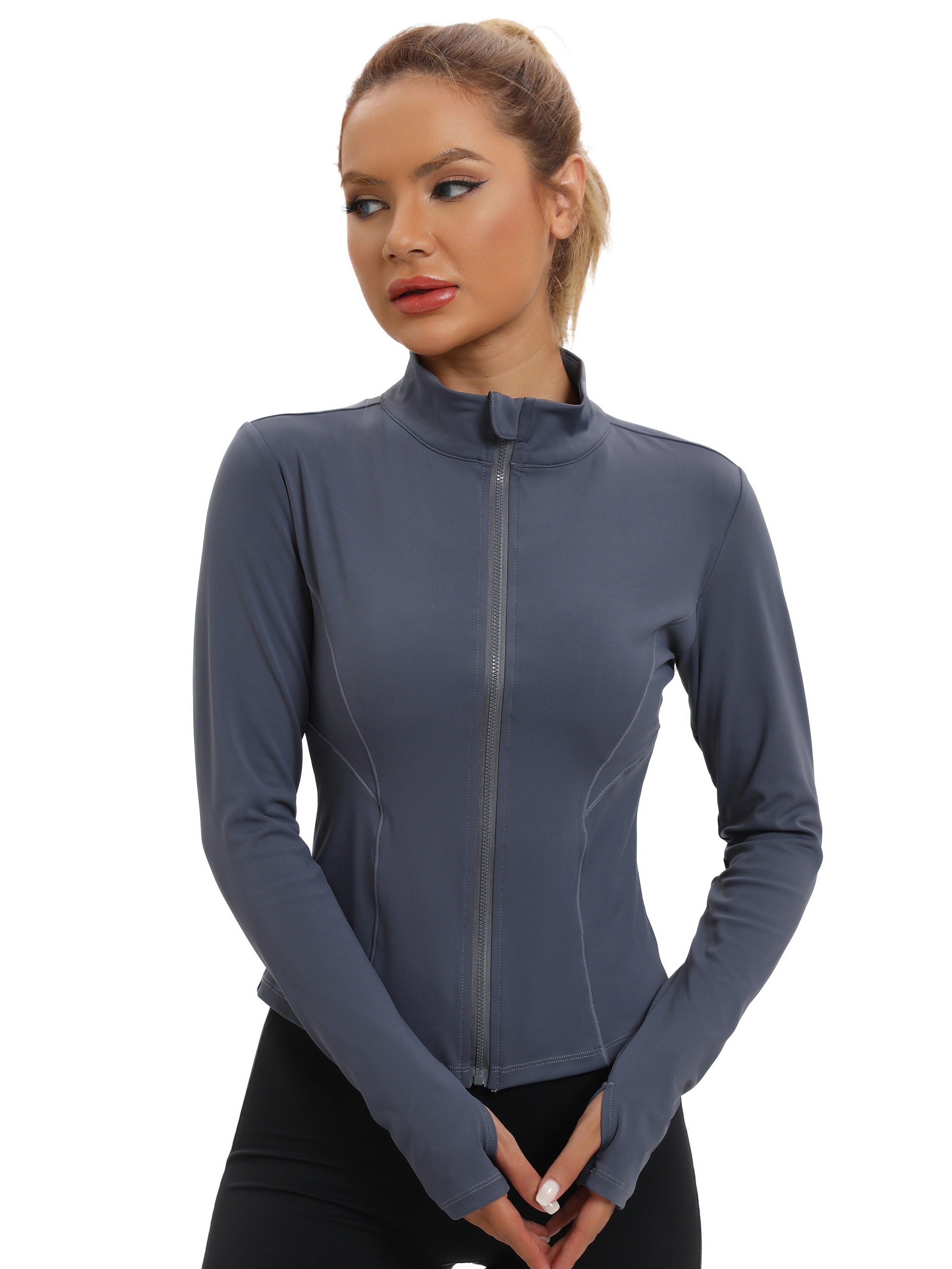 ULTIMATE COMPRESSION - SLATE HALF-ZIP LONG SLEEVE CROP TOP – JET LAGGED THE  LABEL