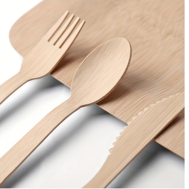 Disposable, Knives, Spoons, Forks, Bamboo Tableware, Steak Knives, Cake  Forks, Fruit Forks, Disposable Knives, Forks, Spoons, Biodegradable - Temu