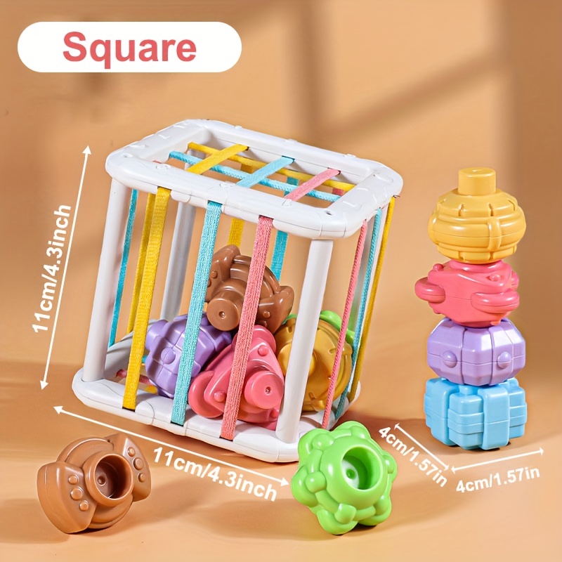 MINGKIDS Juguetes Montessori para niños de 1 año, juguete clasificador de  bebé, cubo colorido y 6 piezas de forma multisensorial, juguetes de